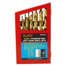 15-pc. Titanium HSS Left Hand Drill Bits